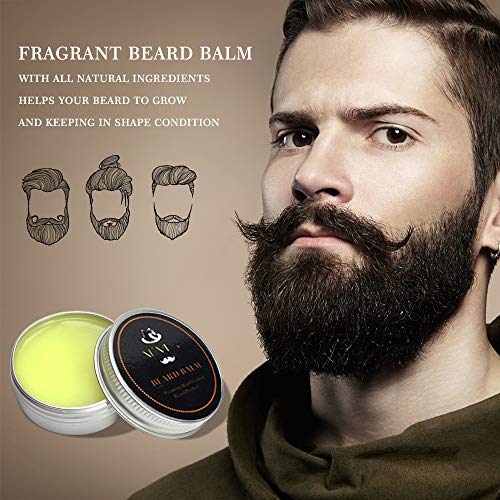 ALIVER Kit de cuidado de la barba para hombres Set para el cuidado de la barba con aceite para barba, cera de bálsamo para barba bigote, brocha para barba, peine para barba.
