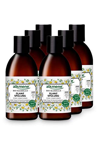 alkmene Acondicionador de brillo con manzanilla orgánica - Acondicionador para el cabello opaco y quebradizo - Acondicionador capilar vegano - Cuidado capilar en un pack de 6 (6x 250 ml)