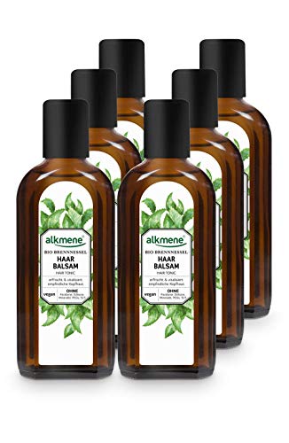 alkmene bálsamo capilar con ortiga orgánica - tónico capilar con provitamina B5 para el cuero cabelludo sensible y el cabello fino - cuidado capilar vegano en paquete de 6 (6x 250 ml)