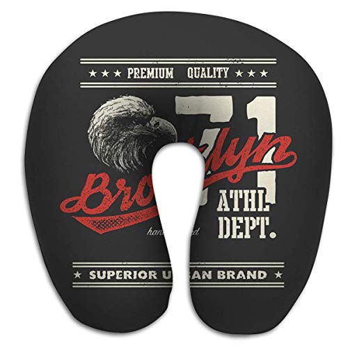 Almohada de Espuma viscoelástica en Forma de U, Almohada de Descanso de Viaje de Moda para el Dolor de Cuello, Cabeza de águila de tipografía Urbana Vintage Ajustable Transpirable