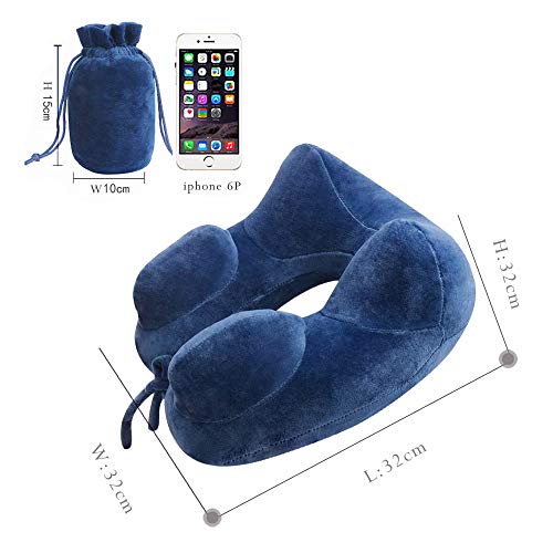 Almohada De Viaje En Forma De U Soporte De Confort De Cuello Almohada Portátil Kit De Descanso Para Viaje Con Máscara Ocular, Tapones Para Los Oídos Y Bolsa Con Cordón Para El Tren Coche Conducción Vu