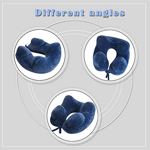Almohada De Viaje En Forma De U Soporte De Confort De Cuello Almohada Portátil Kit De Descanso Para Viaje Con Máscara Ocular, Tapones Para Los Oídos Y Bolsa Con Cordón Para El Tren Coche Conducción Vu