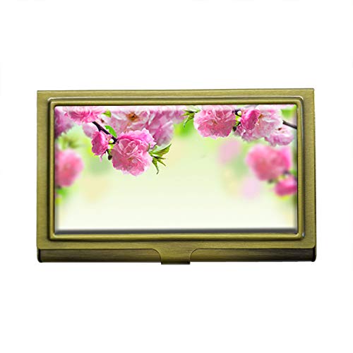 Almond Blossoms Macro Nature - Tarjetero de acero inoxidable con diseño de flores de almendra, color rosa