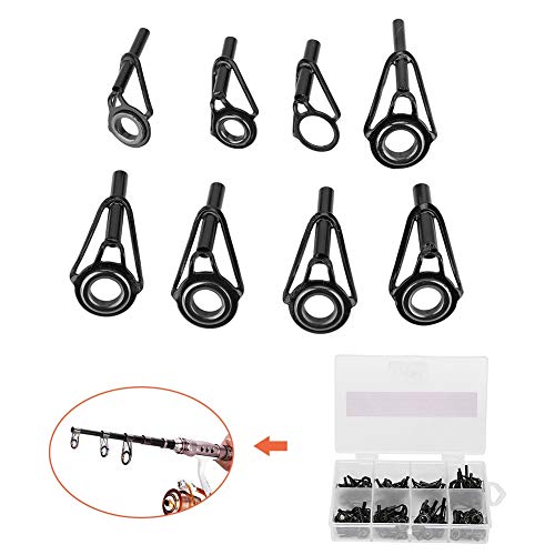 Alomejor 80 Piezas de cañas de Pescar Juego de guías de Acero ProStainless 8 tamaños Anillo de Ojo Caña de Pescar Línea Juego de guías con Estuche para la Pesca de Agua Dulce