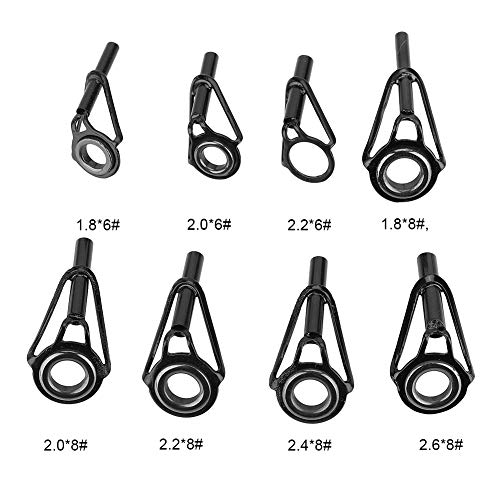 Alomejor 80 Piezas de cañas de Pescar Juego de guías de Acero ProStainless 8 tamaños Anillo de Ojo Caña de Pescar Línea Juego de guías con Estuche para la Pesca de Agua Dulce