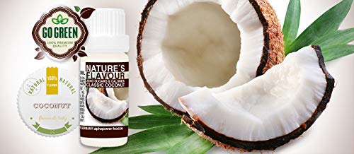 ALPHAPOWER FOOD Aroma alimentario - alimenticio, concentrado 1400%*, 1x10ml saborizante de alimentos coco, vegano, gotas aromatizantes y edulcorante sin azúcar, sabor líquido