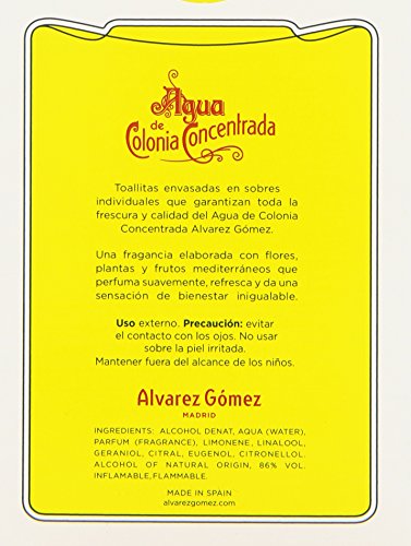 Álvarez Gómez - Toallitas Refrescantes Perfumadas con aroma Colonia Clásica - 10 unidades