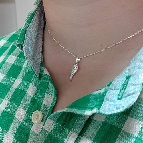 Alylosilver Collar Colgante ala de Angel de Plata para Mujer - Incluye una Cadena de Plata de 45 Centimetros y un Estuche para Regalo