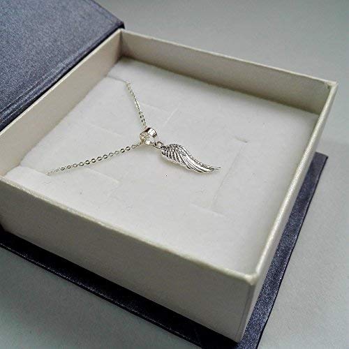 Alylosilver Collar Colgante ala de Angel de Plata para Mujer - Incluye una Cadena de Plata de 45 Centimetros y un Estuche para Regalo