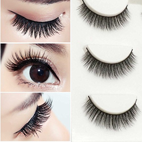 Amaza 20 Pares Pestañas Postizas Naturales 3D Extensión Maquillaje con Pestañas Postizas Aplicador (Negro)