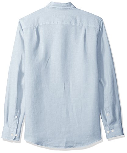 Amazon Essentials - Camisa de lino con manga larga, corte entallado y estampado para hombre, Azul (Light Blue), US XS (EU XS)