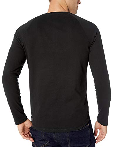Amazon Essentials - Camiseta ajustada Henley de manga larga para hombre, Negro (Black), XX-Large (EU XXXL - 4XL)