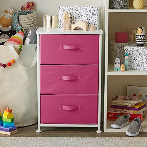 AmazonBasics Cajones de repuesto extraanchos para unidad de almacenamiento de tela con 5 cajones, rosa chillón