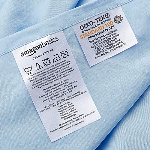 AmazonBasics Everyday - Sábana encimera (100% algodón), 275 x 275 cm - Azul
