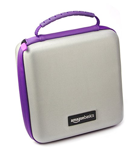 AmazonBasics - Funda de transporte para Super NES Classic y accesorios, 21,6 x 8,9 x 21,6 cm, color gris con borde morado