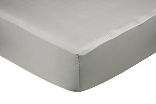 AmazonBasics - Sábana bajera ajustable (algodón satén 400 hilos, antiarrugas) Gris - 160 x 200 x 30 cm