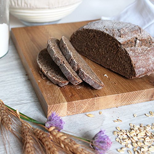 Amazy Cesta de fermentación, incluyendo un folleto con recetas y consejos de uso - Cesta de pan de fermentación en palma natural (redonda | Ø 28cm) - incluye un tela de lino