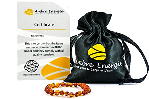 AmberJewellery Pulsera de ámbar 14cm. - De la Máxima Calidad Certificado Genuino Collar de Ámbar Báltico/Rápido Entrega / 100 Días de Garantía de Devolución de Dinero! (Cognac)