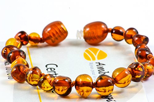 AmberJewellery Pulsera de ámbar 14cm. - De la Máxima Calidad Certificado Genuino Collar de Ámbar Báltico/Rápido Entrega / 100 Días de Garantía de Devolución de Dinero! (Cognac)