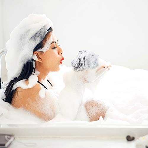 AMGOMH 3 pcs Esponja Puf de Malla Lufa, Esponja para el Baño Exfoliante de Malla con Cuerda Colgante para Mujeres Los Hombres Exfolian la Piel Limpia Calmar la Piel (Incluyendo 3 Ganchos Adhesivos)
