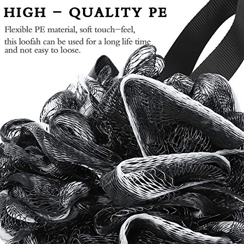 AMGOMH 3 pcs Esponja Puf de Malla Lufa, Esponja para el Baño Exfoliante de Malla con Cuerda Colgante para Mujeres Los Hombres Exfolian la Piel Limpia Calmar la Piel (Incluyendo 3 Ganchos Adhesivos)