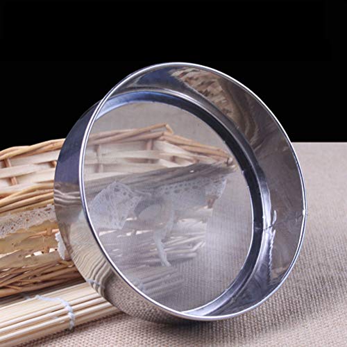Amiispe Tamiz de Malla Tamiz de harina de Acero Inoxidable Tamiz agitador Tamiz de Tambor de Malla Fina utilizable Tamiz de harina de Malla 40 Protección contra la oxidación Accesorios para Hornear