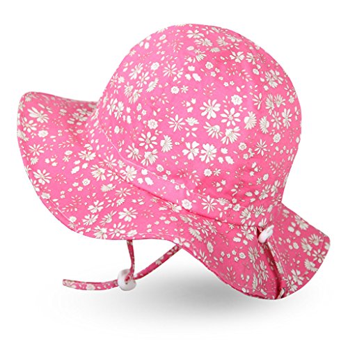 Ami&Li tots Niña Sombrero de Sol ala Ancha Ajustable Sombrero Protección Solar UPF 50 para Bebés, Niñas Niños Infantil Pequeñito Unisexo - M: Fleurette Rosa