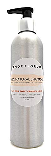 AMOR FLORUM Natural - CHAMPÚ - Aloe Vera & Naranja Dulce Y LIMÒN - 250ml Sulfatos, Sin Parabenos, Sin Silicona. Concentrado, Fàcil de Enjuagar.
