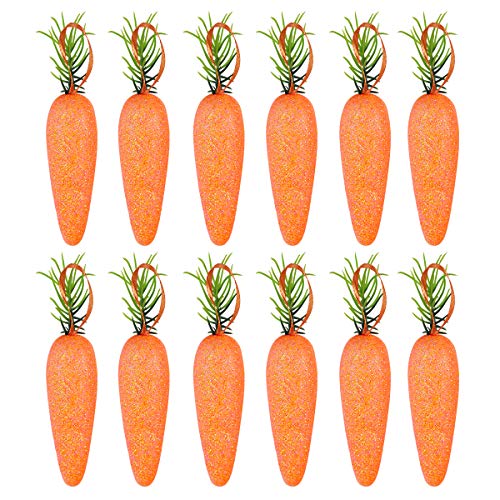 Amosfun Zanahorias de Espuma de Pascua Glitter Bunny Carrorts Verduras Artificiales Photo Booth Atrezzo para la decoración del gabinete de la Cocina del hogar [20Pcs]