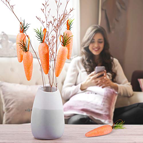 Amosfun Zanahorias de Espuma de Pascua Glitter Bunny Carrorts Verduras Artificiales Photo Booth Atrezzo para la decoración del gabinete de la Cocina del hogar [20Pcs]