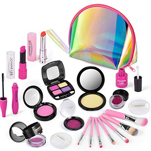 AMOYEE Juguetes de Maquillaje Niñas, 21 Piezas de Juego de Maquillaje niñas pequeños con Bolsa de cosméticos, cumpleaños para niñas de 5 6 7 8 9 años