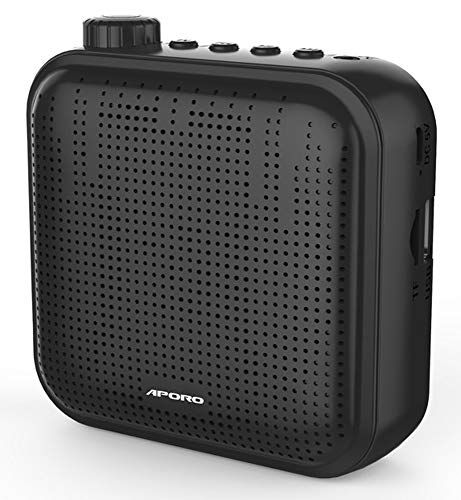 Amplificador de Voz, Sistema de PA Recargable de 12 Vatios (1200 mAh) con Micrófono con Cable para Profesores, Guía Turístico y más (Negro)