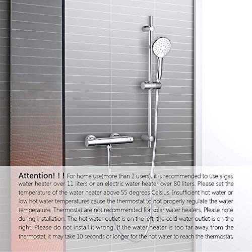Amzdeal Grifo Termostatico Ducha, Griferia Termostatica Ducha con el Botón de Seguridad 38 ℃, Mezclador Termostático Ducha 20-50℃, Cromado / AZ014A