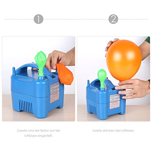 Amzdeal Inflador de globos electrico 680W para inflar globos hinchador electrico bomba para fiestas Alta potencia Color azul [Clase de eficiencia energética A++]