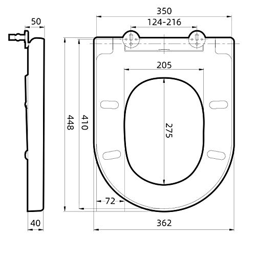Amzdeal Tapa y Asiento para inodoro Universal Tapa WC Cierre Lento Suave Mudo Tapa de Inodoro con Desmontaje Rápido / D-Forma Duroplast