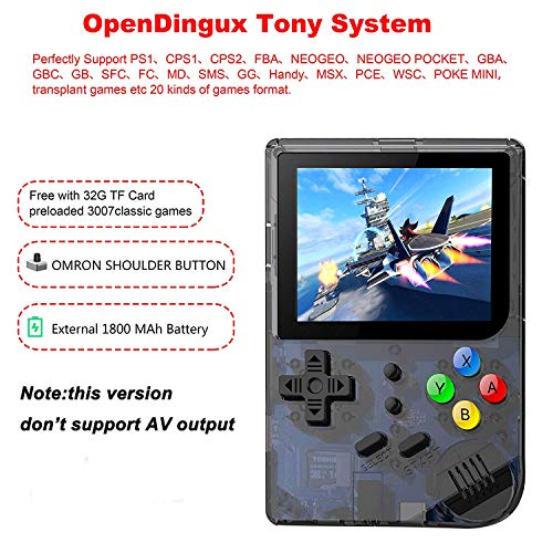 Anbernic Consola de Juegos portátil con Sistema Linux de Apertura Mejorada 2019, Retro con incorporada en 3007 Juegos clásicos, Consola de Videojuegos Vidrio Templado de 3 Pulgadas de