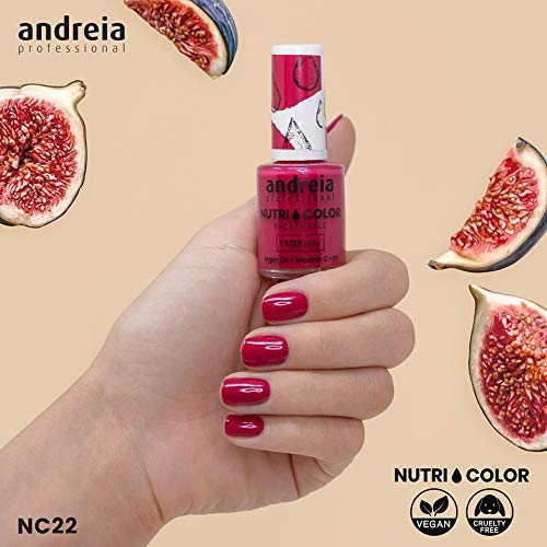 Andreia Professional NutriColor - Esmalte de uñas vegano transpirable - Color NC23 Pink Bordeaux - 10.5ml
