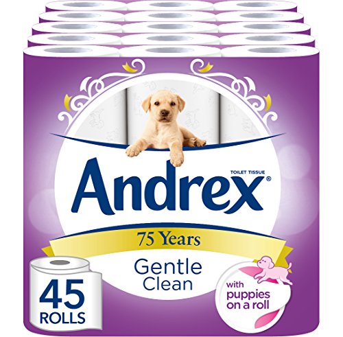 Andrex Papel Higiénico Puppies on a Roll, 45 Rollos
