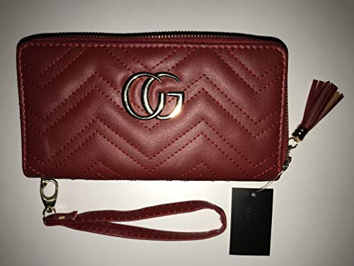 Angelina Exclusive Collection Wallet Leather Clutch Card Holder (Red Rojo)