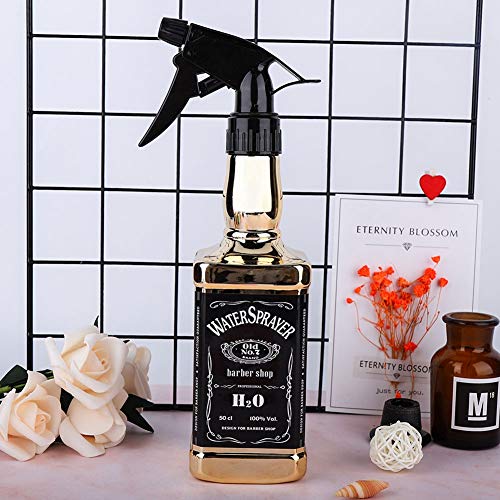 ANGGREK Botella de Spray para el Cabello Peluquería Botella de Spray para barbero Whisky Squirt Bottle Mist Salon Herramientas para el Cabello Home Gardening Water Sprayer 500ml/16.9oz(Oro)