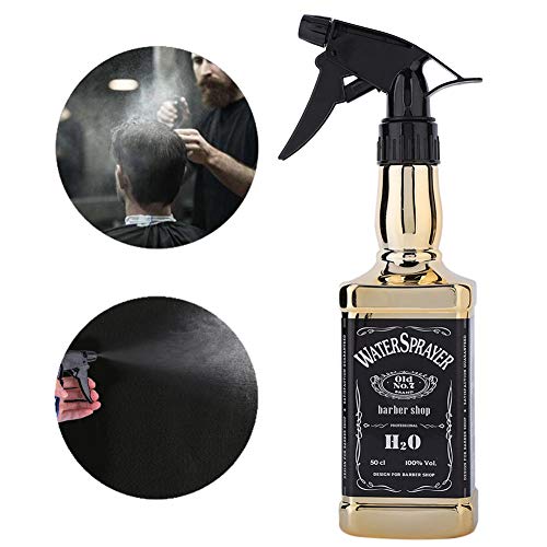 ANGGREK Botella de Spray para el Cabello Peluquería Botella de Spray para barbero Whisky Squirt Bottle Mist Salon Herramientas para el Cabello Home Gardening Water Sprayer 500ml/16.9oz(Oro)