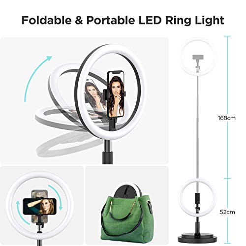 Anillo de Luz Selfie Plegable, TURATA Live Ring Light de 11.5 "Soporte Para Teléfono Luz de Maquillaje LED Luz de Relleno Portátil para Curso en Línea / Transmisión en Vivo / Maquillaje / Selfie