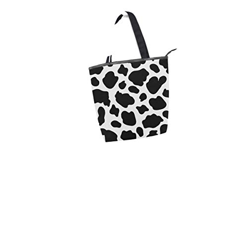 Animal Tote Bag Abstract Cow Skin Black White para mujeres Niñas Damas Bolsos de hombro para estudiantes Bolsos con correa de peso ligero Monedero Compras