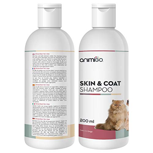 Animigo Champú Piel y Pelo para Gatos y Perros | Nutre, Limpia, Neutraliza el Olor y Protege la Piel y Pelo de tu Mascota | Hidratante para Todo Tipo de Pelo | 200ml.