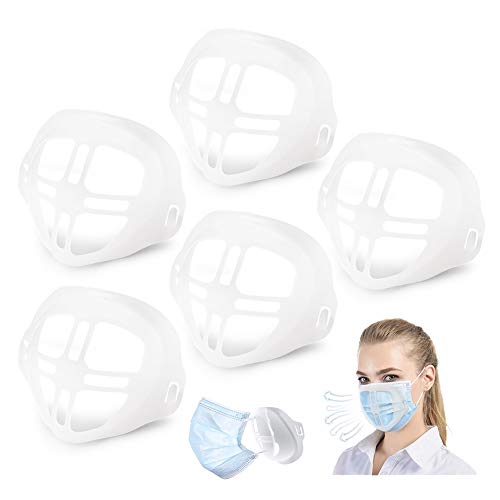 AnNido 5 Piezas Soporte 3D para Máscara, Soporte de silicona lavable y reutilizable para crear más espacio para respirar máscara accesorios, Marco de Soporte Interno de Silicona para Máscara