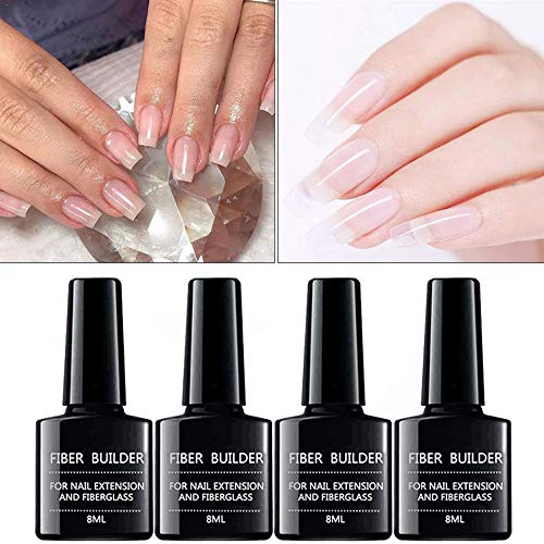 Anself 10Pcs Nail Extension Consejos de Fibra de Vidrio +Gel de Construcción de Fibra
