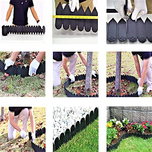 antando® Borde de jardín japonés de 20 m + 10 muñecos de Soporte para Plantas + Hilo de Goma de 10 m/Nuevo Borde de empalizada Universal, Borde de césped Flexible, Borde de plástico.