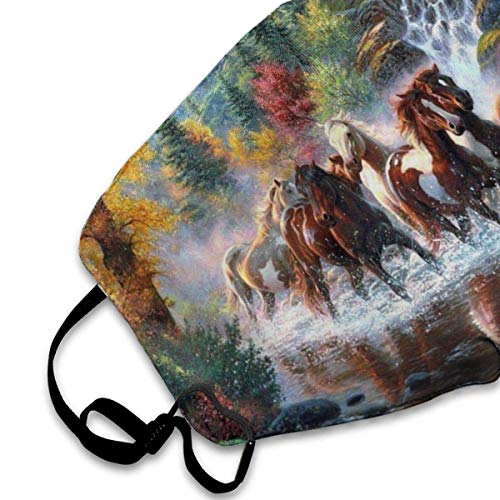 Anti Dusk Face Cover Beautiful Horses Running In River Waters Printed Facial Decorations Washable Cloth Mouth Protection For Women Men
