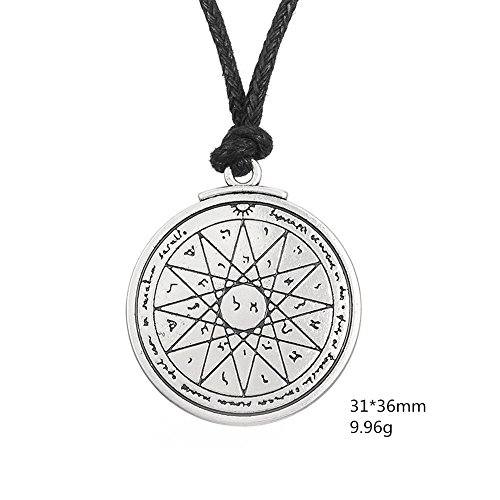Antigua Talisman puntas de mercurio de cuarto sello del Rey Salomón colgante collar joyas para hombres mujeres