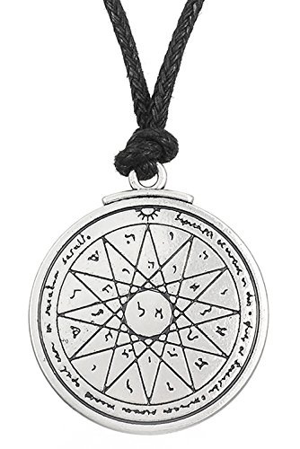 Antigua Talisman puntas de mercurio de cuarto sello del Rey Salomón colgante collar joyas para hombres mujeres